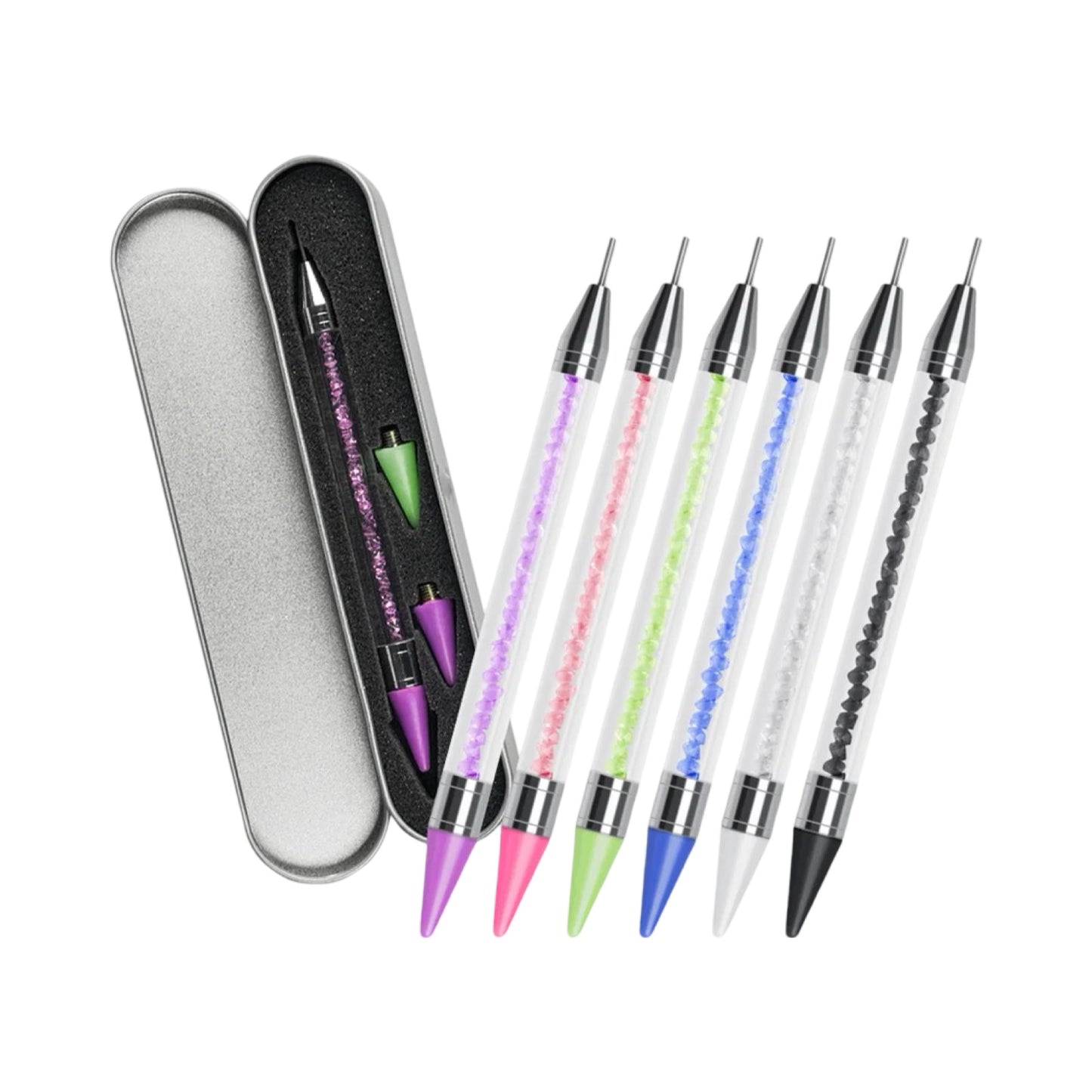 NailMePeriod Dual-Ended Rhinestone Picker Dotting Pen - 2 Pieces for Precise Nail Art & DIY Decoration