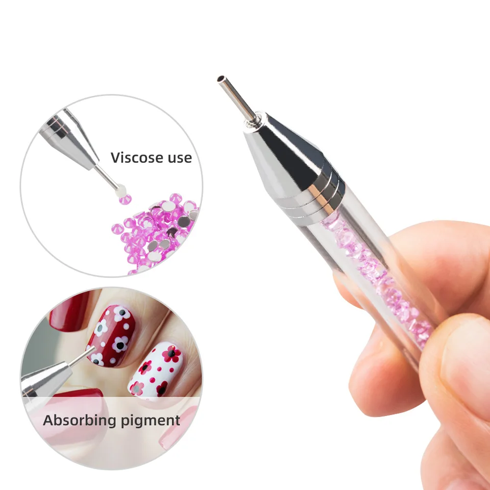 NailMePeriod Dual-Ended Rhinestone Picker Dotting Pen - 2 Pieces for Precise Nail Art & DIY Decoration