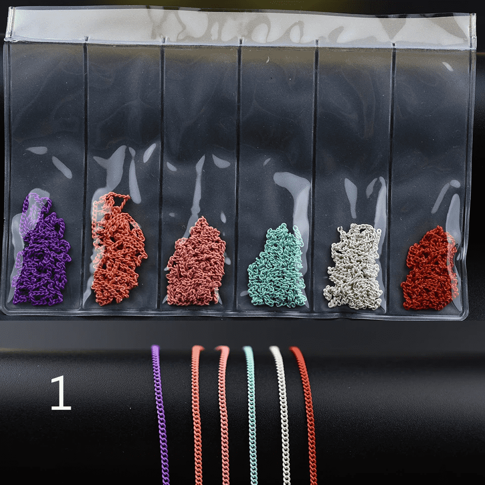 NailMePeriod's "Mixed Chain Japanese Korea Gold Silver Rose Metal Pearl Chain."