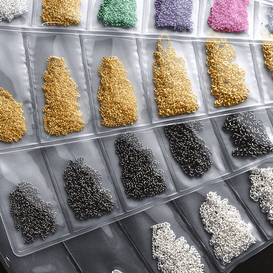 NailMePeriod's "Mixed Chain Japanese Korea Gold Silver Rose Metal Pearl Chain."