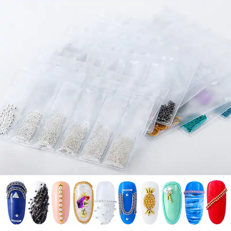 NailMePeriod's "Mixed Chain Japanese Korea Gold Silver Rose Metal Pearl Chain."