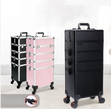 Deluxe 4-Layer Nail Polish Organizer Cart with Secure Lock and Extra Wheel – Professional Mobile Salon Storage with 120 Bottle Capacity and 1-Year Warranty