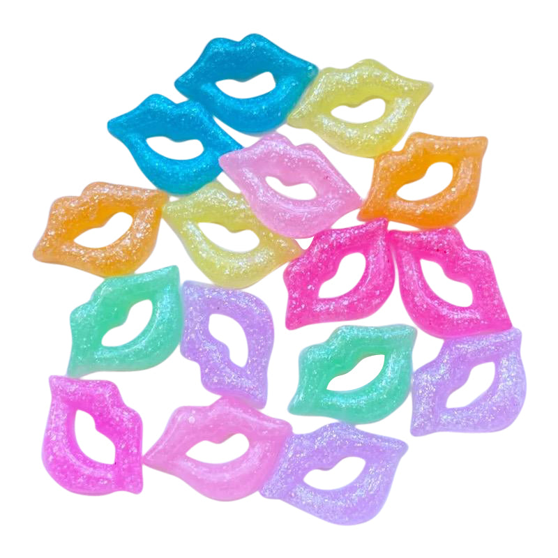 Mixed Neon Mini Lips Flat Back